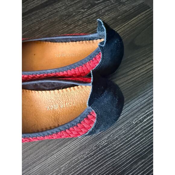 Bernie Mev Bella Me Red and Black Woven Ballet Flats Sz. 8 - Picture 4 of 6